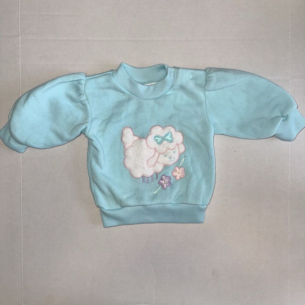Vintage Kids & More Sheep Sweatshirt Toddler 12 Months 90s New Sears